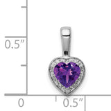 Sterling Silver Heart Pendant with Amethyst and Diamond Accents, Romantic Jewelry for Women