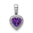 Sterling Silver Heart Pendant with Amethyst and Diamond Accents, Romantic Jewelry for Women