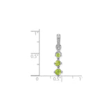 Sterling Silver Pendant with Three Stacked Peridot Gemstones and Ribbon Bail