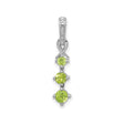 Sterling Silver Pendant with Three Stacked Peridot Gemstones and Ribbon Bail