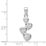 Sterling Silver Heart Pendant with Cubic Zirconia Cascading Heart Charms for Women
