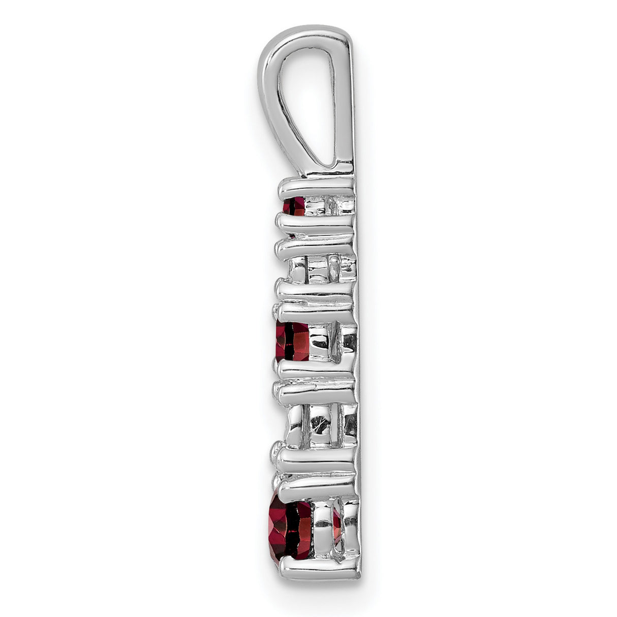 Sterling Silver Pendant with Vertical Garnet and Clear Gemstones, Journey Design for Women