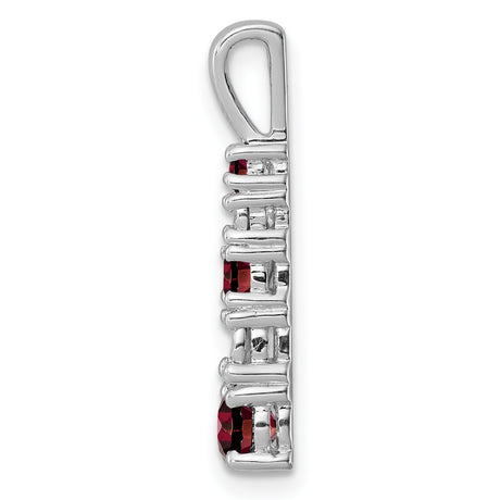 Sterling Silver Pendant with Vertical Garnet and Clear Gemstones, Journey Design for Women