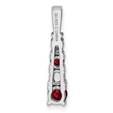 Sterling Silver Pendant with Vertical Garnet and Clear Gemstones, Journey Design for Women