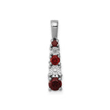 Sterling Silver Pendant with Vertical Garnet and Clear Gemstones, Journey Design for Women