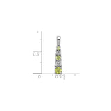 Sterling Silver Pendant with Peridot and Cubic Zirconia, Vertical Stack Design for Women