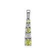 Sterling Silver Pendant with Peridot and Cubic Zirconia, Vertical Stack Design for Women