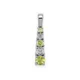Sterling Silver Pendant with Peridot and Cubic Zirconia, Vertical Stack Design for Women