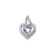 Sterling Silver Heart Pendant with Rose de France and Diamond Accents for Women