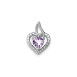 Sterling Silver Heart Pendant with Rose de France and Diamond Accents for Women