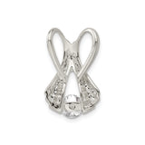 Sterling Silver Angel Wing Ribbon Pendant with Cubic Zirconia, Memorial Christian Jewelry