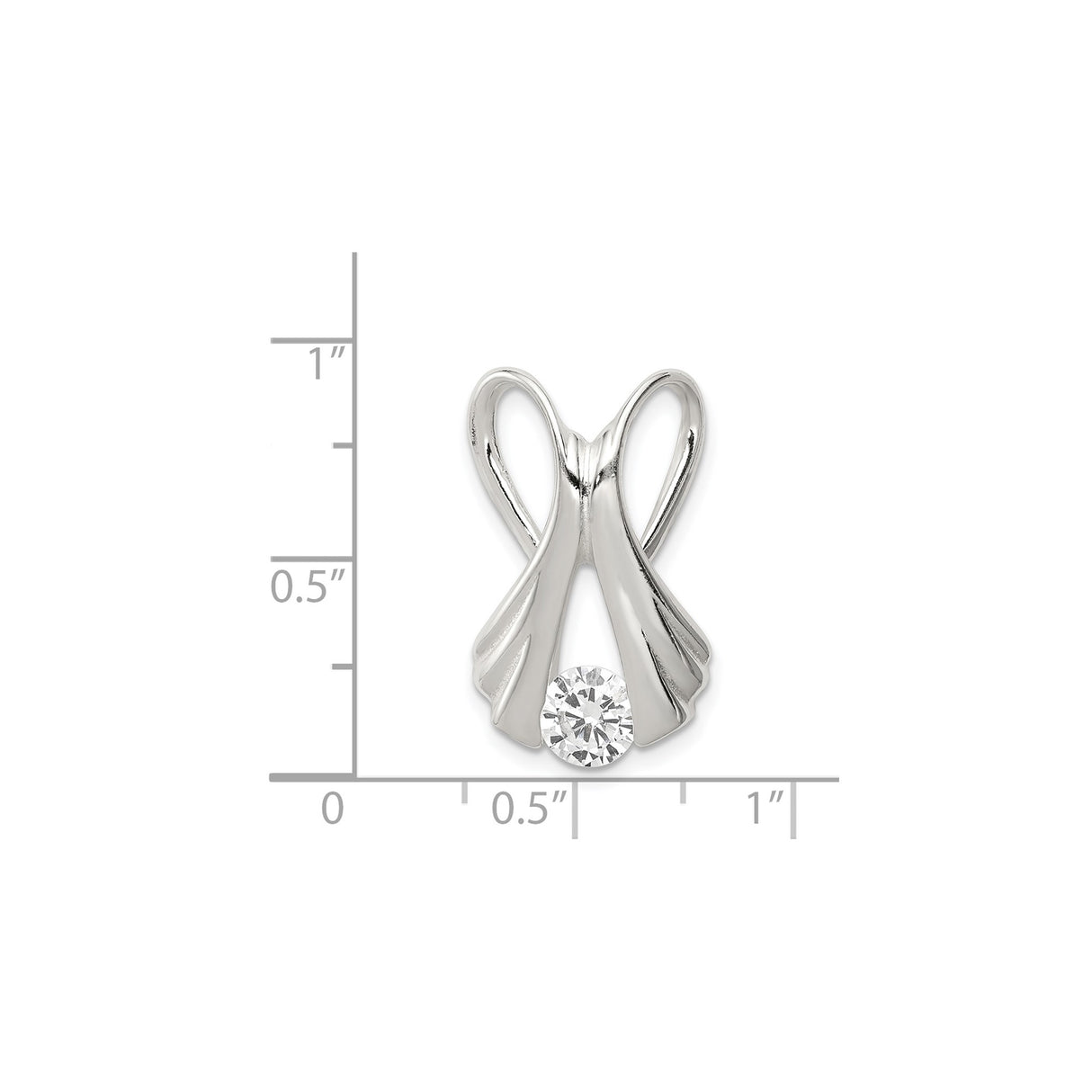 Sterling Silver Angel Wing Ribbon Pendant with Cubic Zirconia, Memorial Christian Jewelry