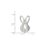 Sterling Silver Angel Wing Ribbon Pendant with Cubic Zirconia, Memorial Christian Jewelry