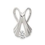 Sterling Silver Angel Wing Ribbon Pendant with Cubic Zirconia, Memorial Christian Jewelry