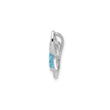 Sterling Silver Butterfly Pendant with Swiss Blue Topaz and Diamond Detailing
