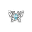 Sterling Silver Butterfly Pendant with Swiss Blue Topaz and Diamond Detailing