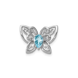 Sterling Silver Butterfly Pendant with Swiss Blue Topaz and Diamond Detailing