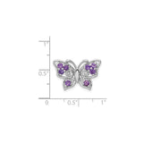 Sterling Silver Butterfly Pendant with Amethyst and Diamond, Feminine Nature-Inspired Design