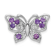 Sterling Silver Butterfly Pendant with Amethyst and Diamond, Feminine Nature-Inspired Design