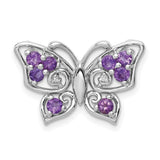 Sterling Silver Butterfly Pendant with Amethyst and Diamond, Feminine Nature-Inspired Design
