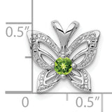 Peridot and Diamond 13x15mm 0.2ct Charm Pendant in Real 925 Sterling Silver