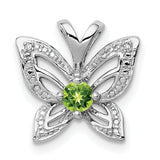 Peridot and Diamond 13x15mm 0.2ct Charm Pendant in Real 925 Sterling Silver