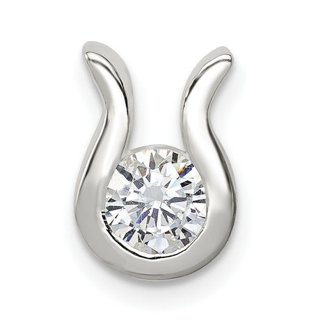 Sterling Silver Horseshoe Pendant with Cubic Zirconia, Lucky Charm Equestrian Style for Women