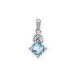 Sterling Silver Pendant with Cushion Cut Sky Blue Topaz, Diamond Accent, Fleur-de-Lis Design