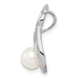 Sterling Silver Infinity Pendant with White Cultured Pearl and Cubic Zirconia Accents