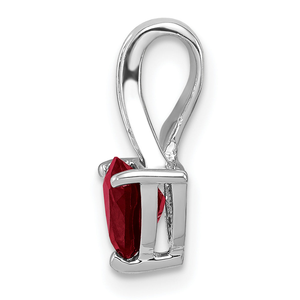 Sterling Silver Heart Pendant with Garnet and Diamond Accents, Romantic Curved Design
