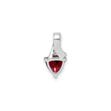 Sterling Silver Heart Pendant with Garnet and Diamond Accents, Romantic Curved Design