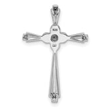 Pearl and Diamond Cross Fancy 30x20mm Charm Pendant in Real 925 Sterling Silver