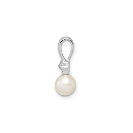 Sterling Silver Pendant with White Cultured Pearl and Diamond Accent, Bridal or Anniversary Jewelry