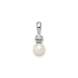 Sterling Silver Pendant with White Cultured Pearl and Diamond Accent, Bridal or Anniversary Jewelry