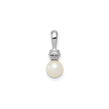 Sterling Silver Pendant with White Cultured Pearl and Diamond Accent, Bridal or Anniversary Jewelry