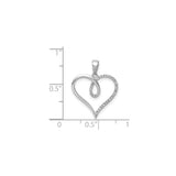 Sterling Silver Heart Pendant with Diamond and Open Heart Design for Women