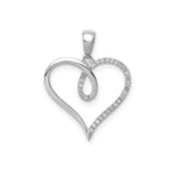 Sterling Silver Heart Pendant with Diamond and Open Heart Design for Women