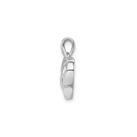 Sterling Silver Heart Pendant with Diamond Accent and Twisting Open Ribbon Design