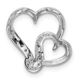 Sterling Silver Heart Pendant with Diamond Accents, Intertwined Double Heart Design