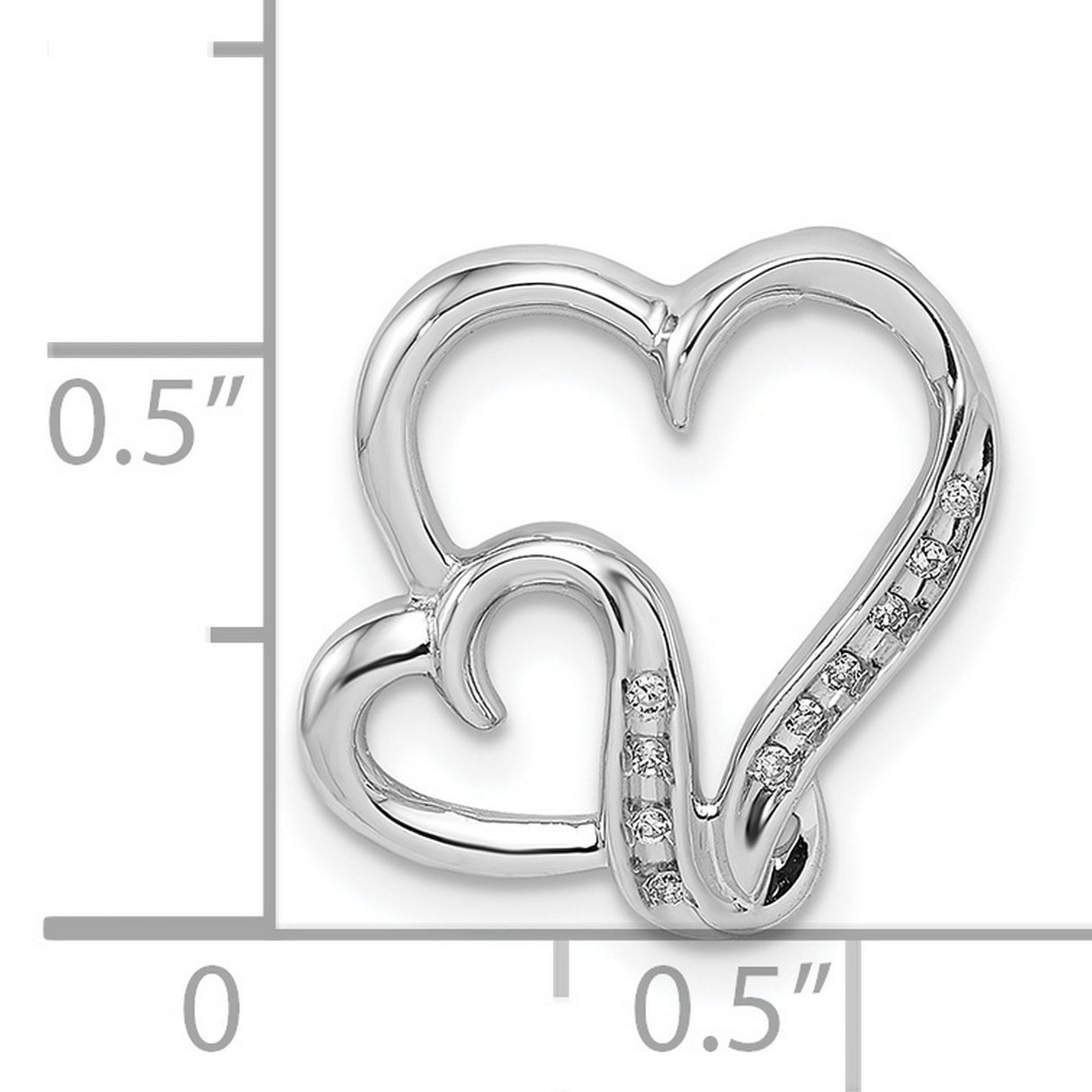 Sterling Silver Heart Pendant with Diamond Accents, Intertwined Double Heart Design