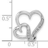 Sterling Silver Heart Pendant with Diamond Accents, Intertwined Double Heart Design