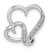 Sterling Silver Heart Pendant with Diamond Accents, Intertwined Double Heart Design
