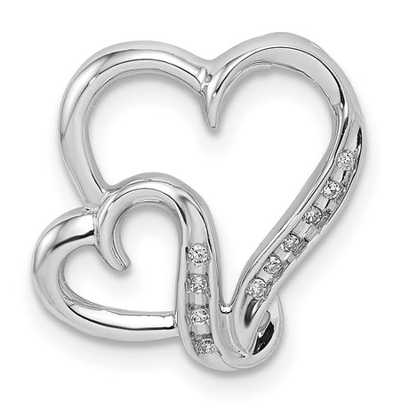 Sterling Silver Heart Pendant with Diamond Accents, Intertwined Double Heart Design