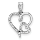 0.12ct Diamond Double Heart Charm Pendant in Real 925 Sterling Silver