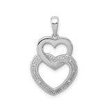 Sterling Silver Double Heart Pendant with Diamond Accent, Symbol of Love and Unity
