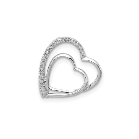 Sterling Silver Double Heart Pendant with Diamond Accents, Intertwined Romantic Design