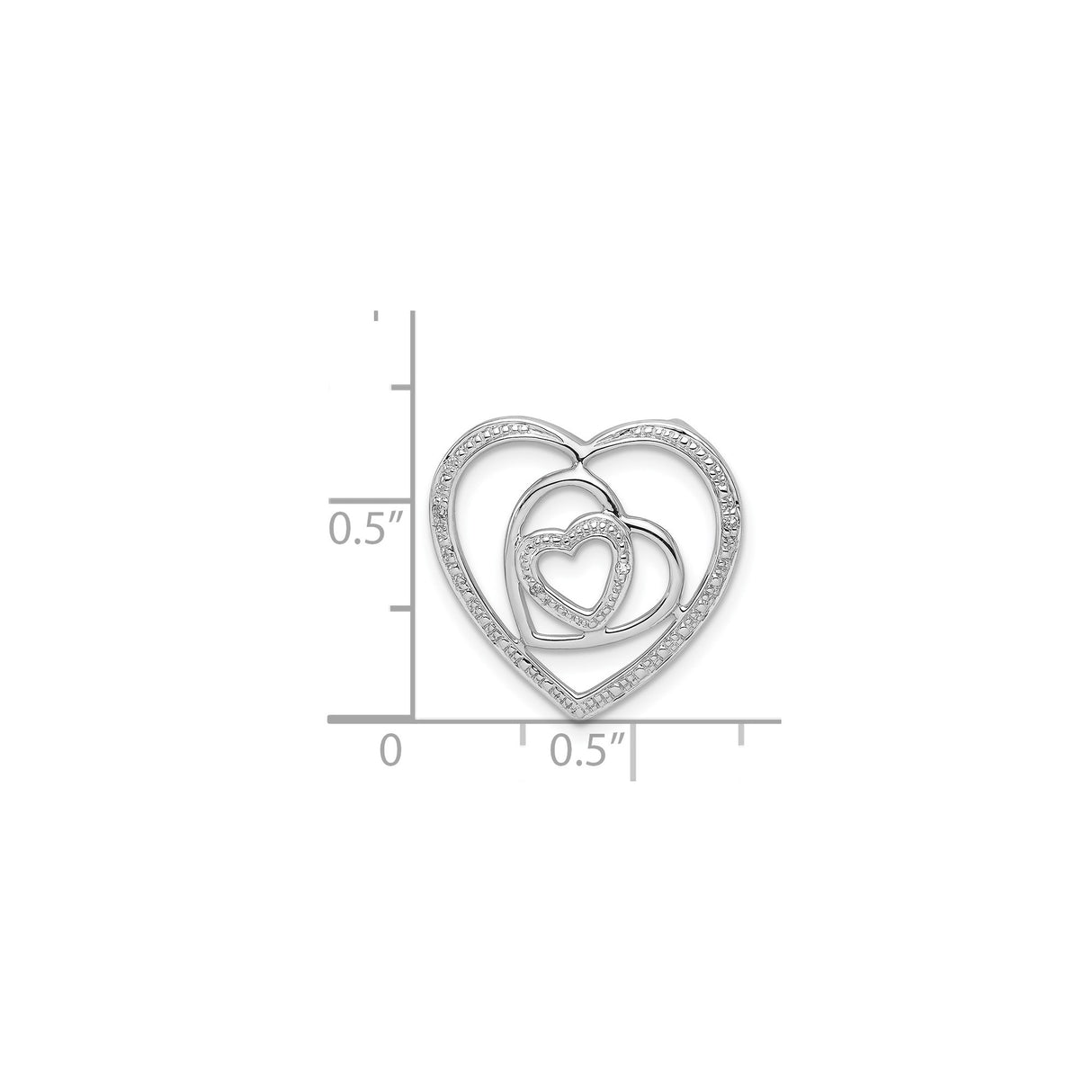 Sterling Silver Heart Pendant with Diamonds, Three Nested Open Hearts Design for Women