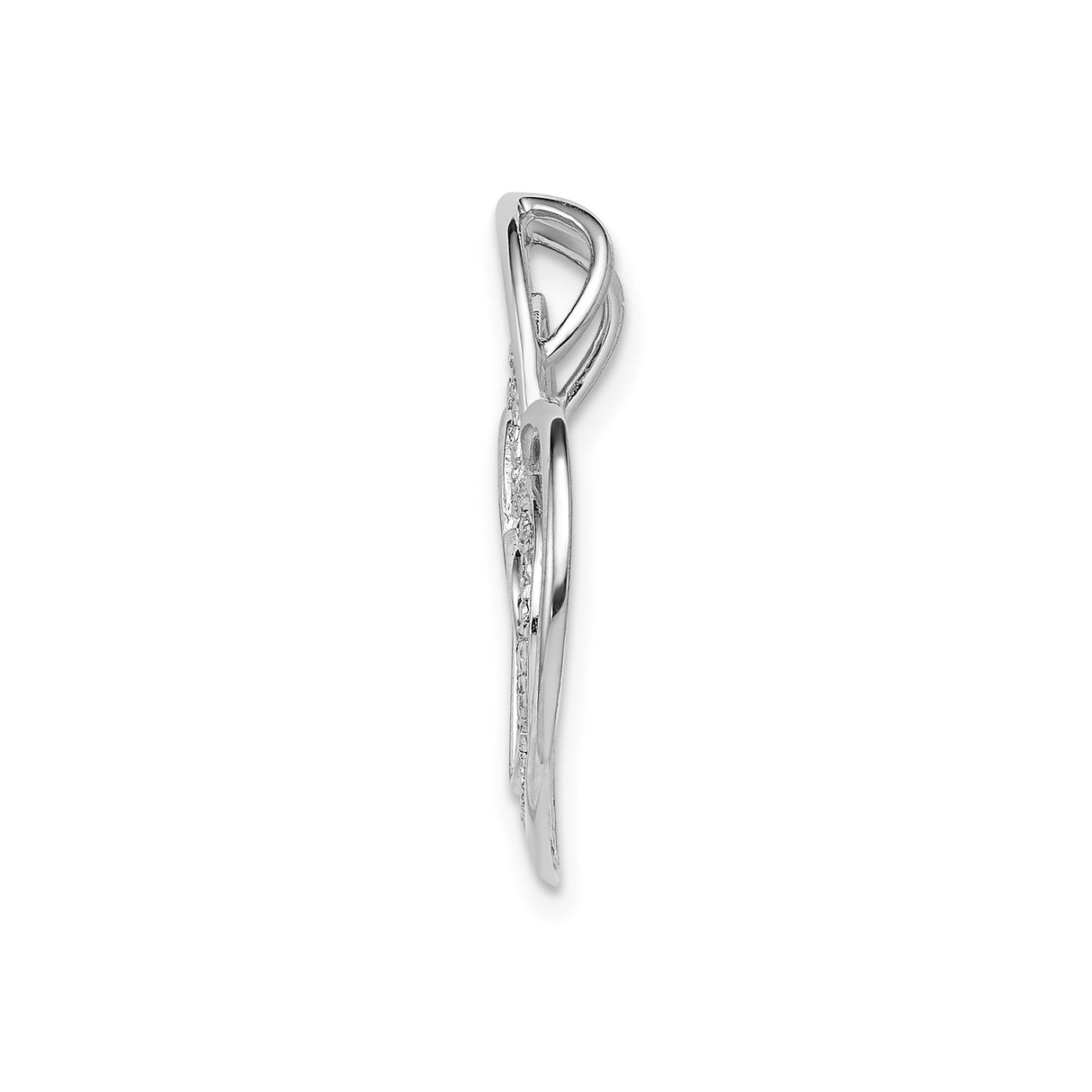 Sterling Silver Heart Pendant with Diamond, Triple Overlapping Open Heart Design