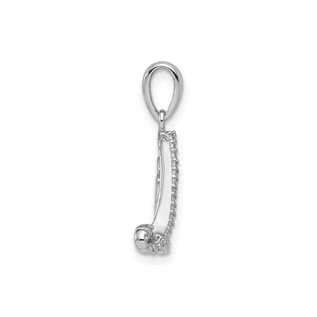 Sterling Silver Love Pendant with Diamond, Script Style and Textured Detailing for Women