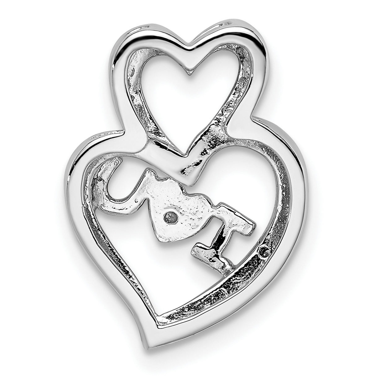 Diamonds Rose Gold Flash Plated I HEART U Charm Pendant in Real 925 Sterling Silver